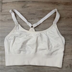 All In Motion Medium White Adjustable Straps Razor Back Sports Bra